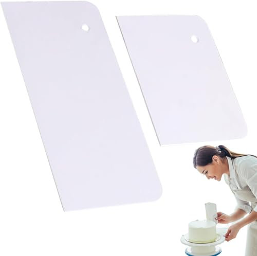 2Pcs Cake Smoother Scraper Set, Cakes Edge Scrapers Set, Professional Cake Decorating Tools for Smooth Finish & Perfectly Even Surfaces, Ideal for Buttercream, Fondant, & Icing, 2 Sizes