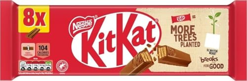 KitKat 2 Finger Milk Chocolate Biscuit Bars – 8 Pack (8 x 20.7 g) | Crisp Wafer Fingers Coated in Smooth Great for Sharing or Everyday Snacking - Item Weight: Standard