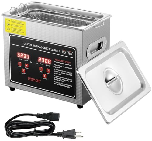 UIGJIOG 3L, 304 Ultrasonic Stainless Steel Cleaning Device 1.3 L-30 L Ultrasonic Cleaner with Digital Display 0-30 Min Cleaning Ultrasonic for Jewellery Glasses Watches