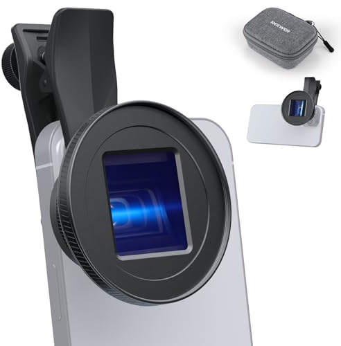 NEEWER 1.55X Blue Flare Anamorphic Phone Camera Lens with 17mm Threaded Clip, 4 Elements 4 Groups 2.4:1 Wide Screen Cinematic Mobile Photography Effect Compatible with iPhone Android Samsung, LS-75