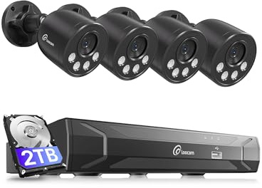 Loocam PoE CCTV Camera System 4K, 8CH H.265+NVR with 2TB Hard Drive | 8CH 8MP NVR, Ultra HD 4K Wired IP Cams, Person Vehicle Detection, 100ft IR Night Vision, 24/7 Recording, IP66 Waterproof