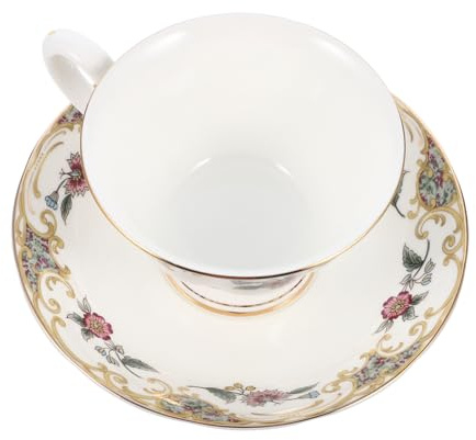 Warmhm Tazze Da Caffè Stile Europeo in Porcellana Ossea Con Piattini e Vassoio Assortiti Sicuro Per Casa Ufficio e Caffetterie Con Motivo Floreale Elegante Per Regali Speciali