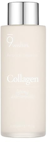 9wishes, Vegan Collagen Ampoule Essence 120ml, Lifting, Anti-Wrinkle, Hydrating & Moisturising Face Essence, Korean Skincare