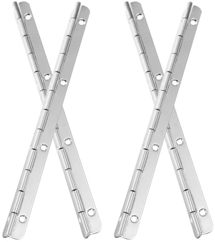 HOMSFOU Charnières with Protection Multifonctionnelle Argenté 4pcs en Acier Inoxydable Longues Solide for Collection de Quincaillerie pour Meubles et Boîtes à Outils
