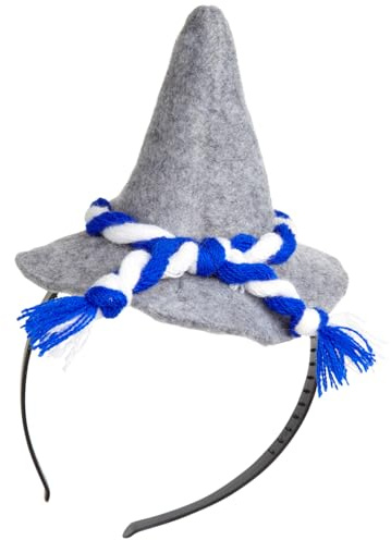 TrendandStylez Lustiger Oktoberfest Haarreif mit bayerischem Hut | Grauer Filzhut mit blau-weißer Kordel | Witziger Kopfschmuck für Damen, Herren & Kinder | Accessoire für Dirndl & Lederhose