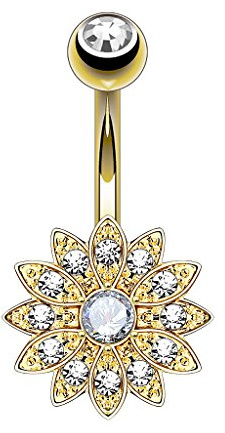 Piercingfaktor Bauchnabel Piercing Chirurgenstahl Kristall Blume
