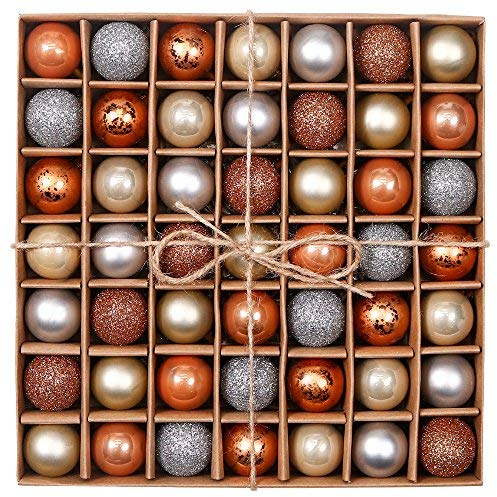 Valery Madelyn Weihnachtskugeln,49 stück Christbaumkugeln Weihnachtskugel mit Geschenkpaket, Weihnachtsbaumschmuck Christbaumschmuck mit Aufhänger,deko Weihnachten,Thema Bronze