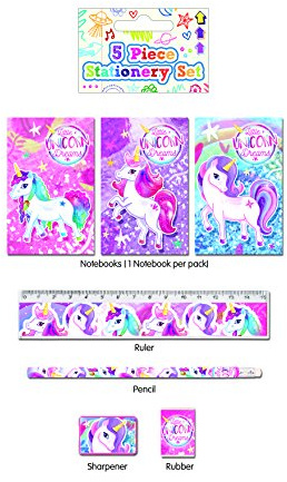 Henbrandt Einhorn-Schreibwaren-Set, 5-teilig.