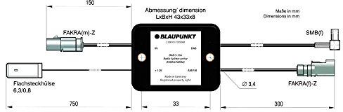 Blaupunkt Auto-Antennen-Adapter SMBA-(FAKRA) Z Stecker 2006017472611