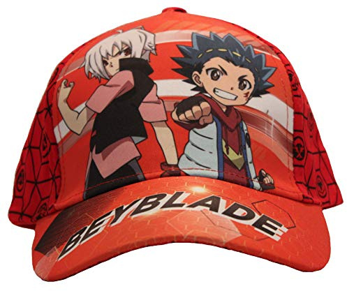 Beyblade Burst cap, Cappellino Kappy Cappy per Bambini, Ragazze e Ragazzi, con Velcro Regolabile Rosso/Blu (54, Rosso)