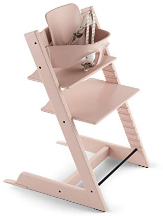 Stokke Tripp Trapp Adjustable Wooden High Chair Only (inkl. Babyset, Serene Pink)