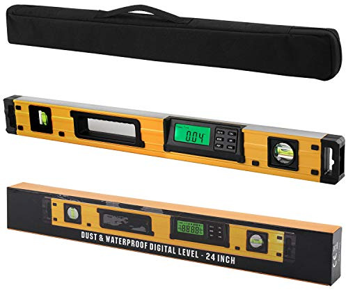 2PM TOOLS 24-Inch Digital Torpedo Level and Protractor | Neodymium Magnets | Bright LCD Display | IP54 Dust/Water Resistant smart level with Carrying Bag