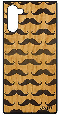 Coque Silicone Note 10 Bois Moustache Dessin Portable Telephone Mobile Jolie Design Pipe Gris Peinture Homme Vintage pour Samsung Galaxy