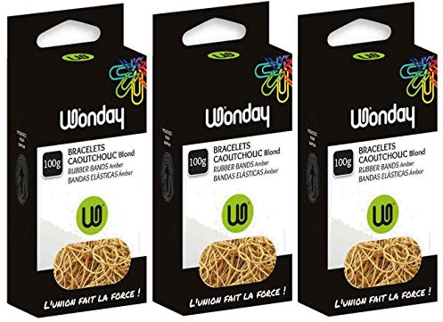 WONDAY Lot de 3 Bracelets caoutchouc Elastique 150 x 6 mm Etui 100g