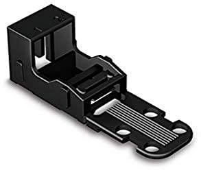WAGO Befestigungsadapter 221-522/000-004 | für 2 Leiter-Klemmen, 4 mm², 10 Stück, mit Rastfuß, geeignet für stehende Montierung von Verbindungsklemmen, schwarz