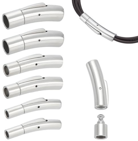 UNICRAFTALE 6 Sets 3 Größen 3/4/6mm Loch Rohr Bajonettverschlüsse Edelstahl Armband Verschluss Leder Cord Endverschlüsse Schmuckverschluss Für Armbänder Halsketten Schnalle Schmuckherstellung