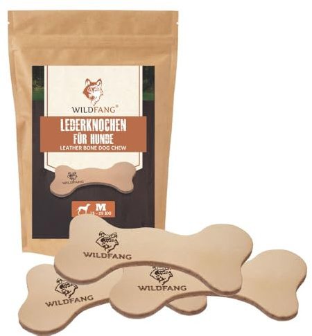 Wildfang® Hundespielzeug aus Leder, Mittel – Weiches Kauspielzeug & Kauknochen Hund für sanfte Kauer, Welpen und ältere Hunde mit empfindlichen Zähnen – Ungiftiger, füllstofffreier 5 mm Lederknochen