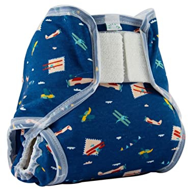 Popolini PopoWrap Blue Planes atmungsaktive Überhose Einfach und stufenlos schließbar mit Auslaufschutz (M - 5-10 kg)