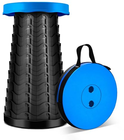 Tragbarer Camping Falthocker Belastbar 180 kg - Klein Klapphocker Höhenverstellbar für Outdoor Angeln BBQ - Teleskophocker für Drinnen Küche