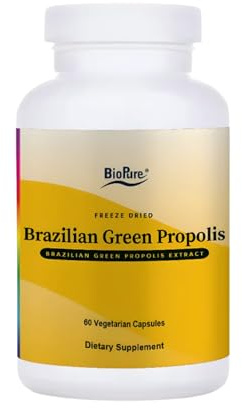 BioPure Brazilian Green Propolis Pure Propolis Extract – Natural Freeze-Dried Extract with Atrepillin-C ad Phenols to Support Respiratory, Gastrointestinal, and Immune Function – 60 Capsules
