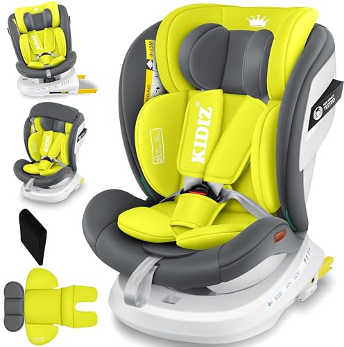KIDIZ® Seggiolino auto per bambini Seggiolino auto per neonati Seggiolino auto per bambini Isofix Top Tether Girevole a 360° Gruppo 0/1/2/3 dalla nascita 0-36kg, grigio