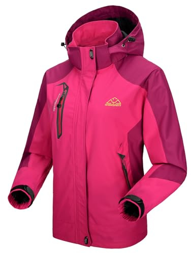 donhobo Damen Wanderjacke Outdoor Jacke Leichte Übergangsjacke Winddichte Jacke Wasserdicht Regenjacke Atmungsaktiv Funktionsjacke mit Abnehmbarer Kapuze