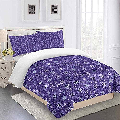 MUCXBE Baby Bettwäsche Set 155x220cm Lila Blumenkunst Muster Microfaser Atmungsaktive Mit Verdeckter Reißverschluss Und 2 Kissenbezug 80x80cm Für Kinder Schlafzimme Single Bettbezug