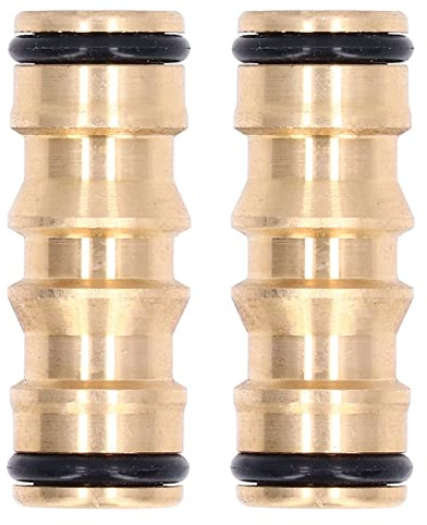 Hose Fitting, 2Pcs Double Male Pipe Connector 1/2in Brass Male to Male Quick Connect Hose Joint Tube Fitting for Garden Hose Parts, Pipe Fittings