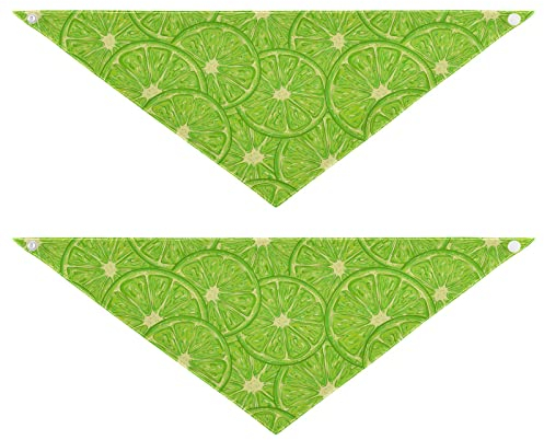 2 Stück Hundehalstücher Haustier Bandana Schal Druckknopf Dreieck Lätzchen Halstuch Set Haustier Urlaub Zubehör Dekor für kleine bis große Welpen Hunde Katzen mittlere Scheibe Zitrusgrün