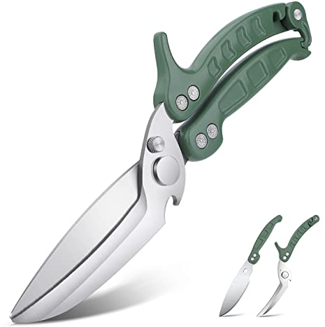 DRAGON RIOT Ciseaux de cuisine amovibles professionnels, ciseaux dent de requin pour coupes graves, multifonction os, viande, volaille, légumes