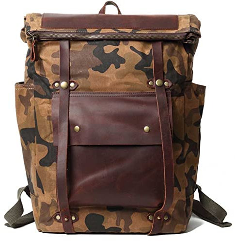 Vintage-Rucksack aus wasserdichtem gewachstem Segeltuch, großer Militärrucksack, taktischer Reiserucksack, für Arbeit, Schule, Camping, Jagd, Wandern, Khaki