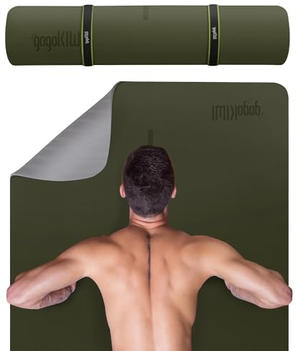 Gogokiwi Extra Wide Yoga Mat for Men Women (72L x 36W) Non Slip Fitness & Exercise Mat with Alignment Marks for Yoga, Pilates, Floor Workouts (Olive Green, Extra Cushion (1/2 inch Thick))