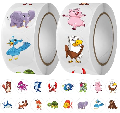Lehrer Sticker Rolle 1000 Stück Lehrer Aufkleber Rolle Tier Belohnungsaufkleber Tiere Lob Sticker Motivation Aufkleber Für Kinder Für Partydekoration, Geburtstagsgeschenk Dekoration Aufkleber