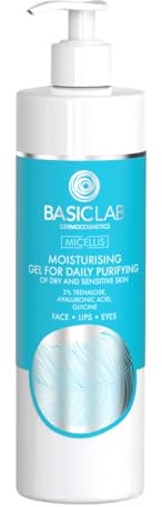 BasicLab Reinigungsgel Gesicht 300 ml - Feuchtigkeitspflege & Sanfte Reinigung - Gegen Trockenheit - Mit Trehalose & Hyaluronsäure - Für Trockene und Empfindliche Haut