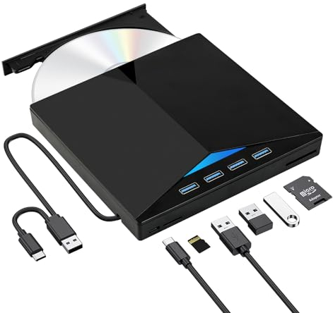 OSDUE Masterizzatore CD/DVD/VCD Esterno, Masterizzatore Lettore CD/DVD/VCD, Unità CD/DVD/VCD Esterno, USB 3.0 Portatile Ultra Slim External Disc, Per Laptop Mac OS/WIN98/SE/ME/2000XP/WIN7/8/10/11