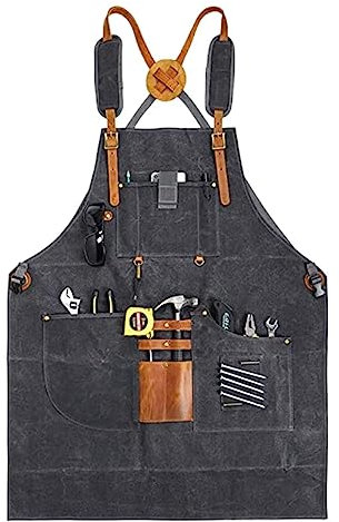 Tablier porte-outils Tablier de travail, tablier à outils, tablier en toile épaisse, tablier de poche for réparation de cuisine, tablier for outils de nettoyage, tablier for hommes et femmes(Grey)