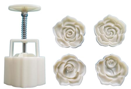 Molde de pastel de luna con forma de flor de rosa para hacer festivales, sellos de galletas, herramienta para hornear a presión