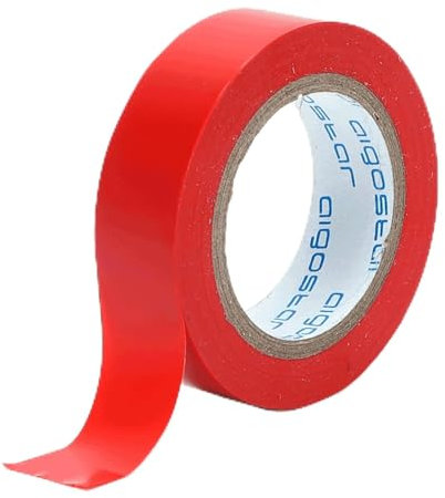 Blendend Cinta aislante de PVC, 0,13 mm de grosor, 17 mm de ancho, 10 m de largo, roja, ideal para aislamiento eléctrico y reparaciones.