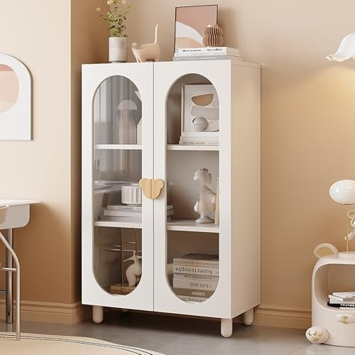 BRCYKRWY Glasvitrine Stehend Vitrinenschrank Wohnzimmer Modern Glas Holz Vitrine Multifunktionsregal Spielzeug Organizer Standvitrine Bücherschrank Mit Glastüren Für Büro Wohnzimmer Küche