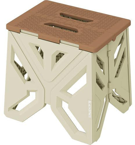 BLACKSPACE Tragbarer Klapphocker Camping hocker Erwachsenen und Kinder Klapptritt Faltbar 30cm hoch für Camping, Garten, Angeln, Wandern, Reisen, Grillen [Braun]