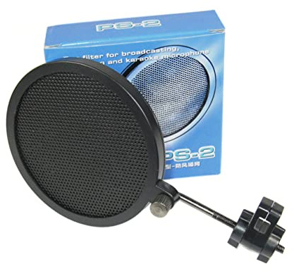 Vaguelly Mic Filter Double-layer Iron Mesh Shield Black Windscreen Cover for Microphone Filters Hissing and Lisping Sounds Protects Microphone from Spit