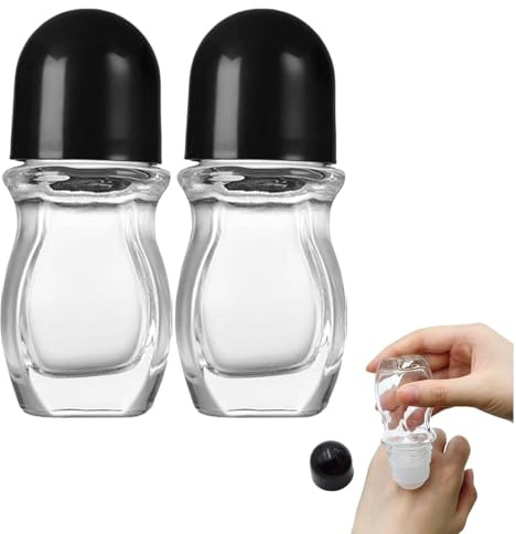 JBLJDWD Glass Roller Ball Bottles for Essential Oils - 50ml Refillable Container with Easy-to-Use Design