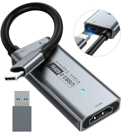 Newhope USB 3.0 Capture Card with 100W PD - HDMI to USB-C Video Capture Card 1080P 60fps & 2K 30fps Video Audio Capture Device