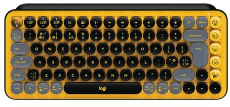 Logitech POP Keys - Mechanische Tastatur, Bluetooth Tastatur, Wireless Keyboard - Windows, macOS, Chrome OS, Android, iPadOS, iOS - UK QWERTY-Layout - gelb【Bulk - ohne Verpackung】