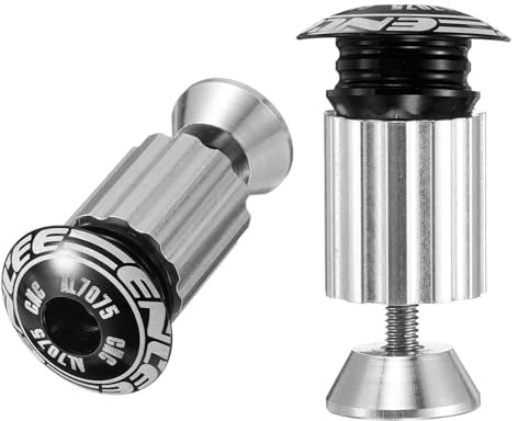 HARFINGTON Bike Handlebar End Plugs Aluminum Bar End Caps 18-20mm Adjustment Expanding Locking with Screw for MTB Road BMX Fixed Gear Bike, Black