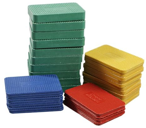 40 espaciadores de plástico, empacadores de ventanas, planos, empacadores de acristalamiento, cuñas, espaciadores para alineación de ventanas, 60 x 40 mm, 1,5 mm, 3 mm, 5 mm, 10 mm