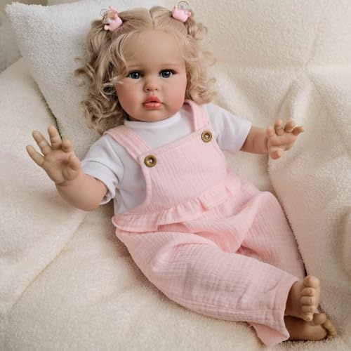 Scnbom 24zoll 60cm Reborn Babys mädchen vollsilikon wie echtes Puppen lebensechte babypuppen Toddler Junge