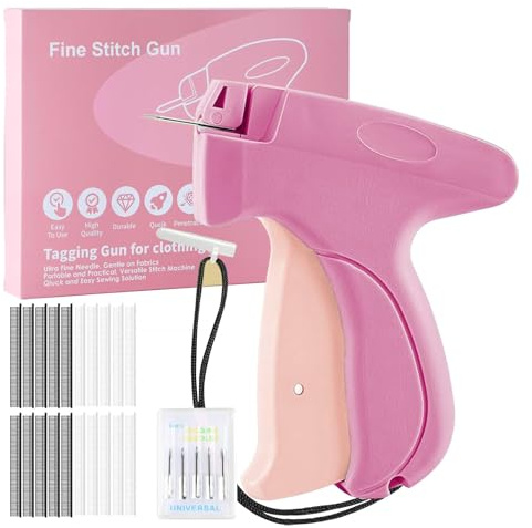 Pistola de Coser Manual SINZONeu® Portátil! Máquina de Coser Mini con 5 Agujas + 1000 Grapas, Reparación Rápida Ropa/Cortinas, Kit Emergencia Viaje
