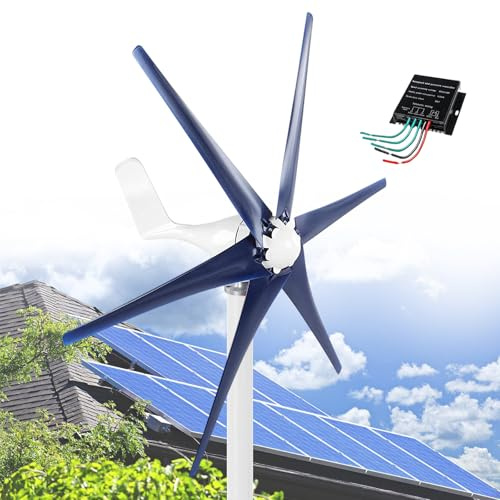 AADDFDD Generatore Eolico 12000 W, Piccolo Kit a 5 Pale, apparecchiatura energetica Industriale, Magnete Permanente CA trifase con regolatore MPPT per Ricarica Domestica Marina,