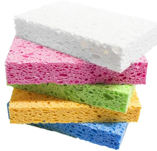 COYUN 5 pezzi Spugna da cucina, spugna per lavare senza graffiare, sicura per padelle antiaderenti, spugna Per Pulizia Piatti, Peeling,Adatto per Cucina, Bagno, Campeggio (5 colori)